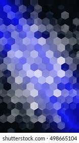 bright disco party background. blue color. hexagon vector pattern for design