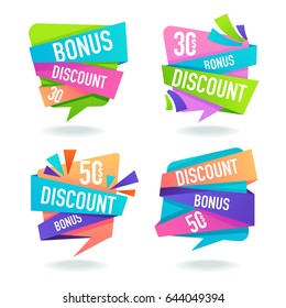 Bright Discount And Bonus Bubble Tags, Emblems And Banners