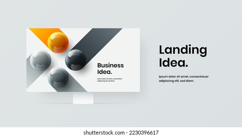 Bright display mockup presentation concept. Simple landing page design vector template.