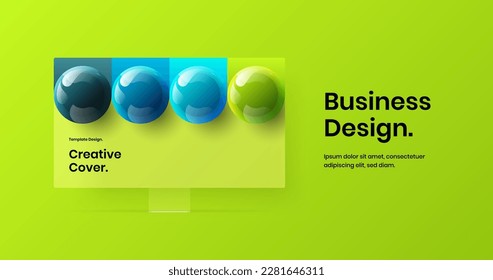 Bright display mockup presentation concept. Amazing web banner design vector illustration.