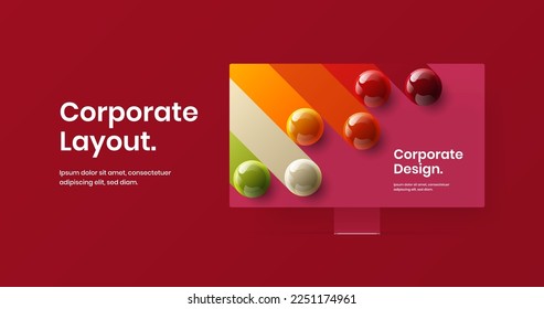 Bright display mockup presentation template. Original web project vector design illustration.