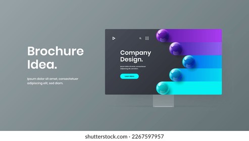 Bright display mockup presentation template. Creative web banner design vector layout.