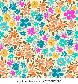 bright and ditsy seamless floral background