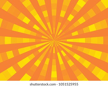 bright divided sunbeams on orange background