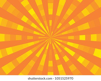 bright divided sunbeams on orange background