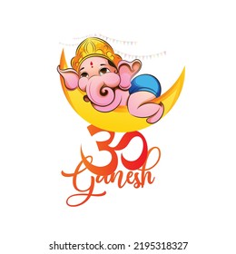Bright and divine illustration of LORD GANESHA with moon for Ganesh Chaturthi festival 