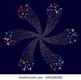 Bright Doctor explosion flower shape on a dark background. Hypnotic twist organized from randomized doctor objects.