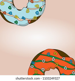 bright donut with colored glaze on an abstract background