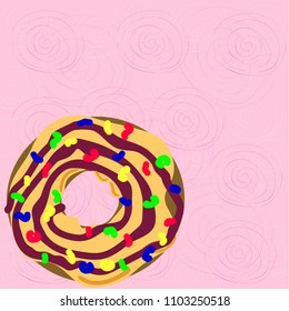 bright donut with colored glaze on an abstract background