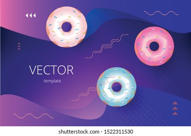 bright donut vector template with dark abstract background