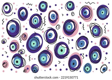 Bright doodle background, hand drawn set of cute doodles for decoration on a white background