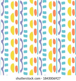 Bright Doodle Hipster Vector Seamless Pattern. Grunge Brush Illustration. Motley Contemporary Texture. Artistic Patchwork Design.