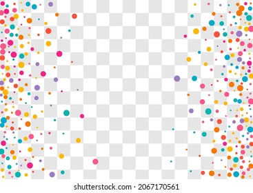 Bright Dot Abstract Vector Transparent Background. Carnival Rain Backdrop. Flying Round Background. Color Shine Invitation Pattern.