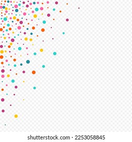 Bright Dot Abstract Vector Transparent Background. Invitation Circle Design. Christmas Dust Background. Color Rain Carnaval Texture.