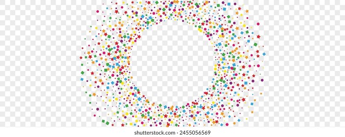 Bright Dot Background Transparent Vector. Element Isolated Illustration. Rainbow Eve. Multicolored Geometric Wallpaper. Circle Happy Design.