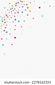 Bright Dot Decoration Vector Transparent Background. Flying Round Invitation. Abstract Rain Postcard. Rainbow Confetti Christmas Pattern.