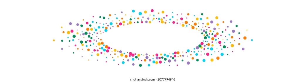 Bright Dot Effect Vector Panoramic Background. Christmas Rain Wallpaper. Celebrate Splash Backdrop. Color Polka FallingFestive Postcard.