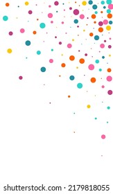 Bright Dot Effect Vector White Background. Independence Confetti Banner. Decoration Polka Backdrop. Multicolored Dust Abstract Texture.