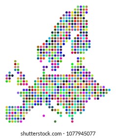 Bright Dot European Union Map. Vector geographic map in bright colors on a white background. Colorful vector composition of European Union Map constructed of regular round dots.