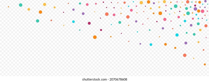 Bright Dot Happy Vector Panoramic Transparent Background. Independence Dust Design. Celebrate Circle Postcard. Rainbow Polka Effect Wallpaper.