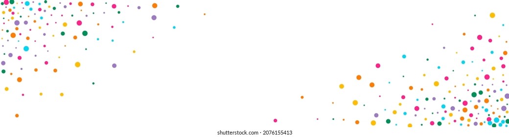 Bright Dot Independence Vector Panoramic Background. Top Circle Texture. Christmas Dust Illustration. Multicolored Shine Abstract Wallpaper.