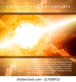 Bright dotted template of abstract cover with flare and ray. Graphic vector pattern