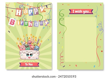 Bright double sided birthday card with empty space for your wishes