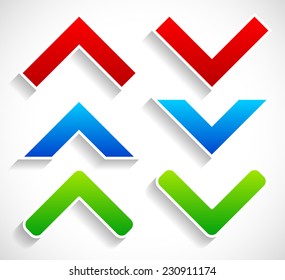 Bright up down arrows with diagonal shadows