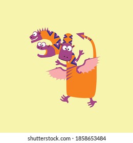 Bright Dragon in cartoon style! Vector illustration.