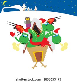 Heller Drache im Cartoon-Stil! Vektorgrafik.