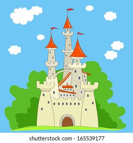 bright drawn ancient castle