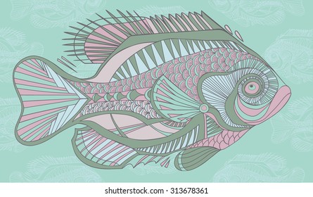 bright drawn graphics fish
