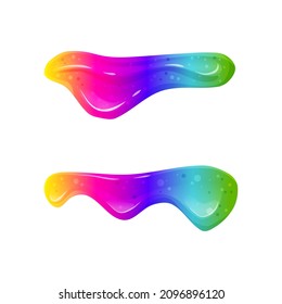 Bright dripping slime on a white isolated background. Viscous liquid. Vector cartoon illustration.