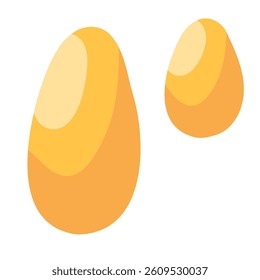 Bright drops and blots of honey. Vector illustration in cartoon style. Cute doodle icon for spring greeting card. Highlighted on a white background.