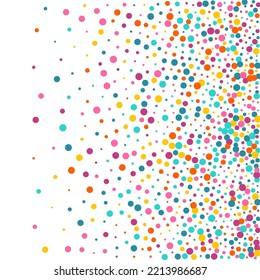 Bright Dust Abstract Vector White Background. Transparent Circle Illustration. Christmas Confetti Banner. Multicolored Dot Effect Pattern.