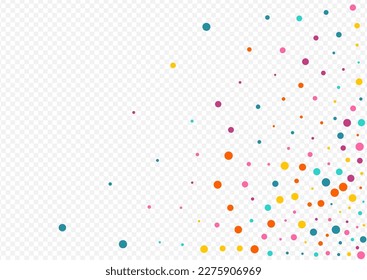 Bright Dust Invitation Vector Transparent Background. Abstract Round Illustration. Christmas Dot Design. Rainbow Confetti Transparent Postcard.
