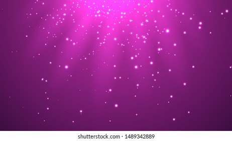 Bright dust particles. Rays of light. Big data. Digital background. Vector illustration.