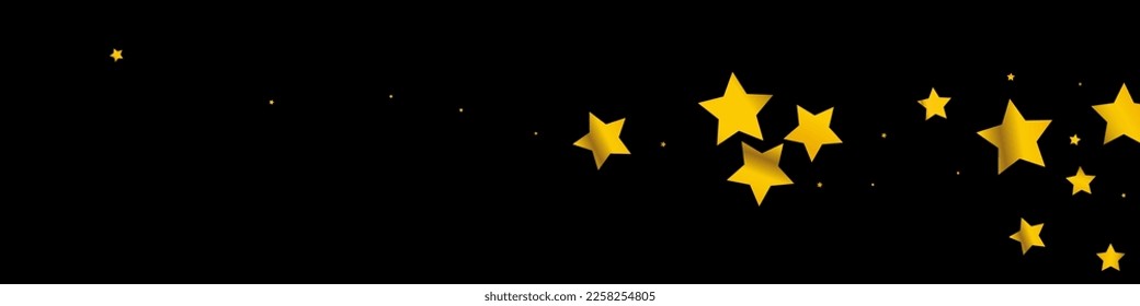 Bright Dust Vector Black Panoramic Background. Gold Paint Falling Postcard. Swirl Festive Banner. Shavings Isolated Card.