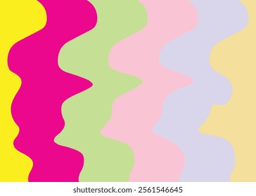 Bright dynamic animated background with twisted wavy lines of multicolors.