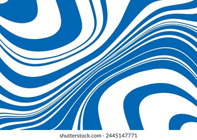 Fondo dinámico brillante con líneas onduladas azules y blancas  Ilustración vectorial