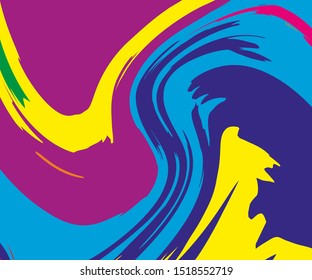 Bright dynamic background with colorful twisted wavy lines of all colors rainbow. Vector illustration. Digital graffiti 