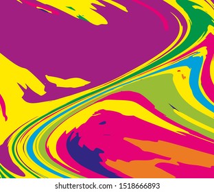 Bright dynamic background with colorful twisted wavy lines of all colors rainbow. Vector illustration. Digital graffiti 