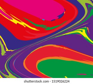 Bright dynamic background with colorful twisted wavy lines of all colors rainbow. Vector illustration. Digital graffiti 