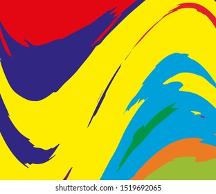 Bright dynamic background with colorful twisted wavy lines of all colors rainbow. Vector illustration. Digital graffiti 