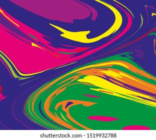 Bright dynamic background with colorful twisted wavy lines of all colors rainbow. Vector illustration. Digital graffiti 
