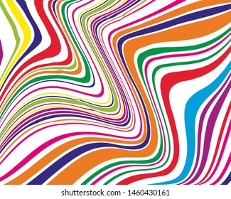 Bright dynamic background with colorful wavy lines  Vector illustration