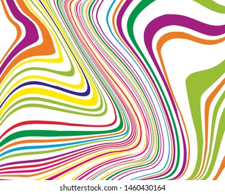 Bright dynamic background with colorful wavy lines  Vector illustration