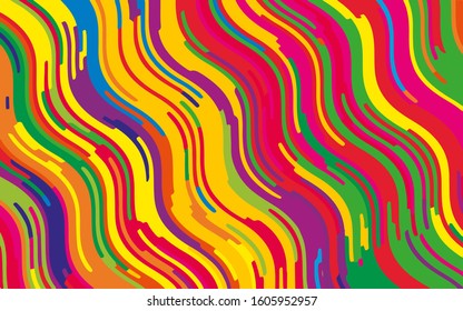 Bright dynamic background with colorful wavy lines Vector illustration