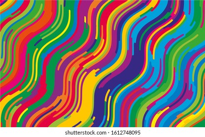Bright dynamic background with colorful wavy lines Vector illustration