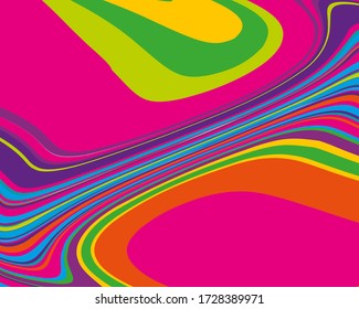 Heller, dynamischer Hintergrund mit bunten, gewundenen Linien. Regenbogenmuster Hintergrundbilder, einfacher Hintergrund für Cover, Webseiten und Konferenzen, Visitenkarten. Vektor-Abbildung